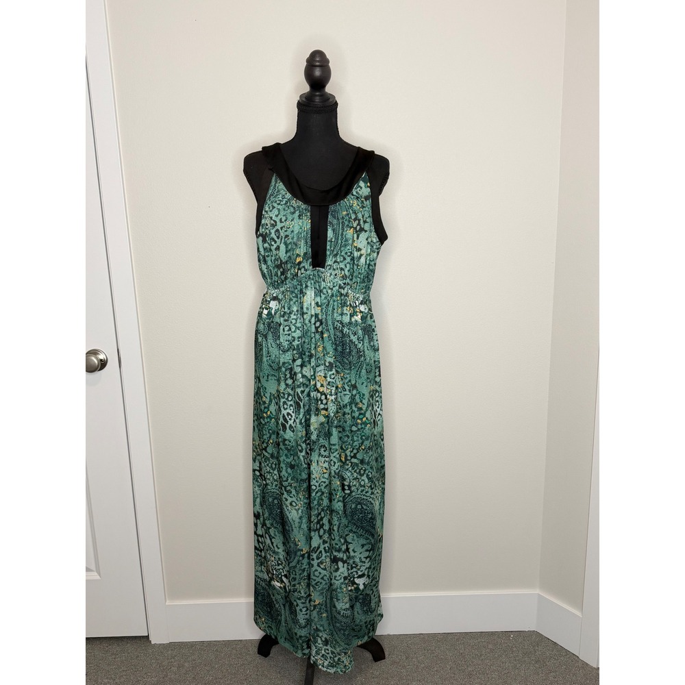One World Women's Green Peephole Maxi Dress Sz 1X